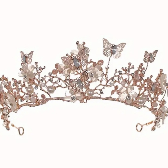 Elegant Rose Gold Butterfly Tiara main image 4